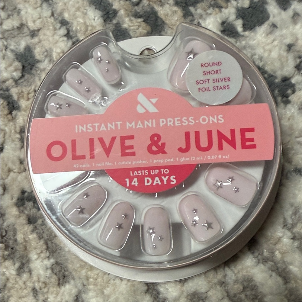 Soft Silver Foil Stars Instant Mani Press-Ons